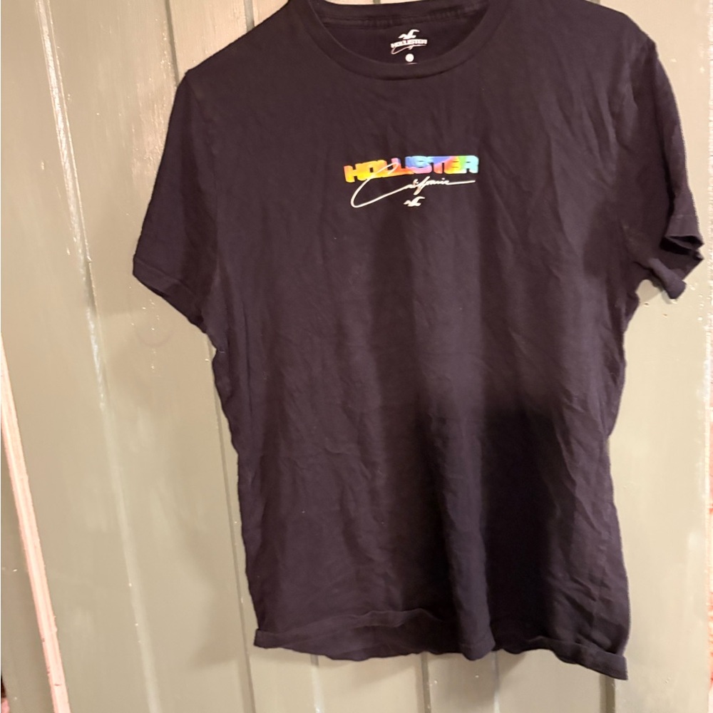 Hollister Black Tee with Multicolor Logo